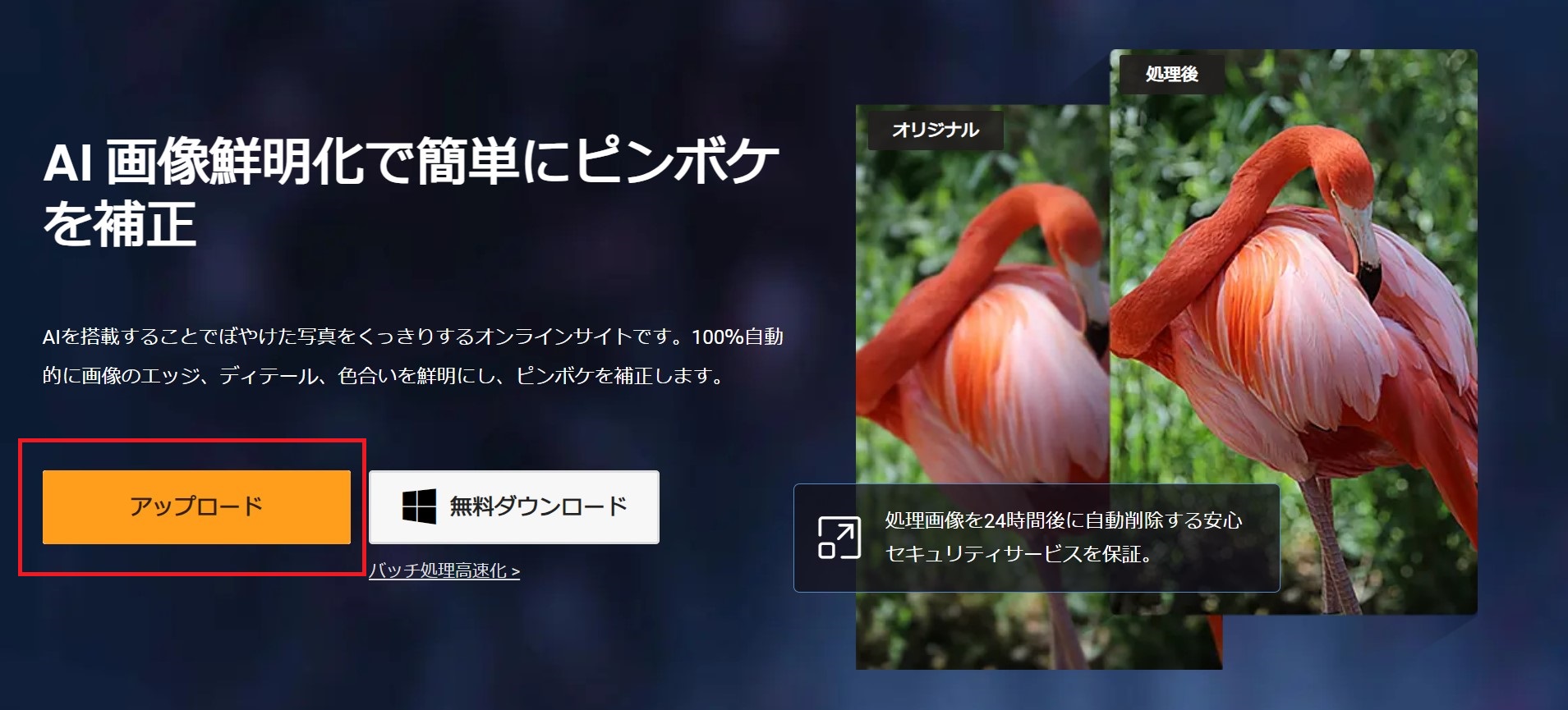 手ぶれ補正STEP1 VanceAI画像鮮明化